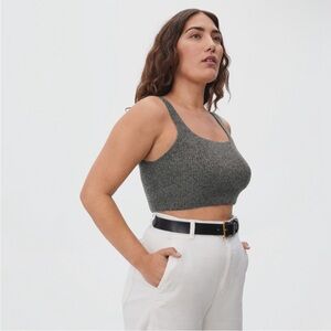Everlane The Cozy Stretch Tank Gray Wool Blend Crop Top | XS | NWT